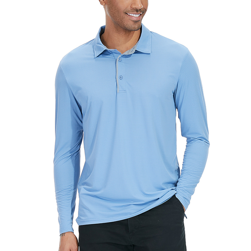 Running Gear Long Sleeve - Men's Lightweight Sport Athletic Polo Shirt